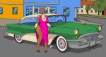  anthro breasts brown_body clothed clothing deer delta_dewitt detailed_background digital_media_(artwork) dress female fur mammal smile vehicle 
