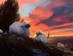  ashley_coad cloud dusk hill mareep no_humans outdoors pokemon pokemon_(creature) sheep sky web_address wooloo 