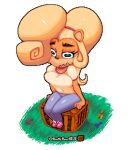  activision anthro big_breasts bottomwear breasts clothing coco_bandicoot crash_bandicoot_(series) crate denim denim_clothing female fur hi_res jeans pants shirt shushshark sitting solo topwear 