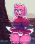  amy_rose anthro big_breasts breasts clothing female green_eyes hi_res legwear pink_body sega snao solo sonic_the_hedgehog_(series) tagme thigh_highs underwear wide_hips 