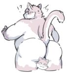  ?! anthro belly big_butt blush bungo_(tamacolle) butt domestic_cat embarrassed felid feline felis hi_res looking_back male mammal nude overweight perineum rtmctp simple_background solo tamacolle white_background 