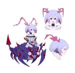  1girl arc_s0222 arc_the_lad arthropod_girl black_choker bracelet choker closed_mouth collarbone full_body hair_ornament jewelry long_hair monster_girl navel purple_hair red_eyes simple_background solo spider_girl tattoo viola_(arc_the_lad) white_background 