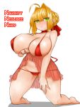  1girl absurdres ahoge blonde_hair breasts fate/extra fate/extra_ccc fate/grand_order fate_(series) green_eyes hair_bun hair_intakes highres large_breasts lingerie looking_at_viewer nero_claudius_(fate) single_hair_bun smile steamingtofu underwear white_background 