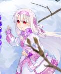  1girl absurdres ainu_clothes bear breasts fate/grand_order fate_(series) fingerless_gloves fur_trim gloves hairband highres long_hair mitsurugi_sugar polar_bear purple_gloves purple_hairband purple_scarf red_eyes sash scarf shirou_(bear)_(fate) shirt sidelocks sitonai_(fate) skirt small_breasts white_hair white_shirt white_skirt 