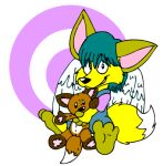  avy_(tabbiewolf) canid canine child female fox fur low_res mammal plushie tabbiewolf wings yellow_body yellow_fur young 