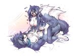  anthro anthro_on_anthro anthro_penetrated anthro_penetrating anthro_penetrating_anthro areola bed_sheet bedding blue-wolfy blue_body blue_eyes blue_fur blue_hair blush bodily_fluids breasts canid canine canis chest_tuft collar collar_only drooling duo eye_contact f-r95 female female_on_top from_front_position fur genitals green_eyes hair hand_on_butt hand_on_chest hand_on_leg hand_on_thigh hands_on_another&#039;s_chest hi_res inner_ear_fluff lisa_(blue-wolfy) long_tail looking_at_another looking_down looking_up lying male male/female male_on_bottom mammal missionary_position nipples nude on_back on_bottom on_top penetration penis saliva sex tail tail_motion tailwag text tongue tongue_out tuft wolf 