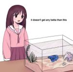  ambiguous_gender aquarium betta_(genus) clothed clothing colored-in duo english_text female feral fish gourami human humor mammal marine pink_clothing pun siamese_fighting_fish simple_background text unknown_artist vivarium 