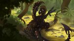  animal_genitalia avian cloaca cockatrice dinosaur european_mythology feathers female forest genitals hi_res hybrid jungle mythological_avian mythology plant presenting reptile saurian_(disambiguation) scales scalie solo stygimoloch_(artist) theropod tree wings 