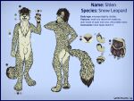  anthro clock digitigrade felid hi_res male mammal model_sheet pantherine pawpads retractable_claws scar shlen snow_leopard solo tail watch weremlems 