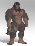  2023 5_fingers 5_toes abdominal_scar abs absurd_res anthro arm_scar arm_tattoo balls barazoku beard biceps black_body black_fur black_sclera blood bodily_fluids braided_hair brown_body brown_fur brown_hair canid canine canis chest_scar chest_tuft claws diangun domestic_dog facial_hair feet finger_claws fingers fur genitals goatee hair hi_res leg_scar male mammal mastiff molosser multicolored_body multicolored_fur muscular muscular_anthro muscular_male muscular_thighs nipples nude obliques pawpads pecs penis plantigrade red_eyes scar shoulder_tattoo sideburns solo tattoo toe_claws toes triceps tuft vein veiny_penis watermark 