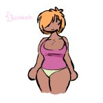  bodily_fluids cleavage_cutout clothed clothing female green_clothing green_panties green_underwear hair human humanoid intersex intersex/female mammal orange_hair panties pink_clothing sketch sweat twinklemote underwear zero_pictured 