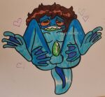  amphibian anne_boonchuy anthro blue_body butt chimeracocks female frog genitals hand_on_butt hearts_around_body hi_res membrane_(anatomy) penis presenting presenting_hindquarters small_penis solo webbed_feet young 