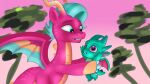  baby blaize_skysong_(mlp) dragon duo female hand_holding hasbro hi_res jbond male my_little_pony sparky_sparkeroni_(mlp) wings young 