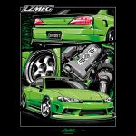  artist_name black_border border car engine english_commentary joshlikehell license_plate motor_vehicle multiple_views nissan nissan_s15_silvia nissan_silvia no_humans original stance_(vehicle) vehicle_focus 