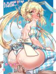  ! 1boy 1girl @_@ absurdres anal anal_beads anal_object_insertion animal_ears artoria_caster_(fate) artoria_caster_(swimsuit)_(fate) artoria_caster_(swimsuit)_(second_ascension)_(fate) artoria_pendragon_(fate) ass bare_shoulders blonde_hair blue_dress blue_sky blue_thighhighs blurry blurry_background blush breasts checkered_thighhighs closed_mouth clothed_sex cloud cum cum_in_pussy cum_overflow detached_sleeves dress ebora embarrassed english_commentary english_text fake_animal_ears fate/grand_order fate_(series) green_eyes hair_ornament hair_scrunchie hetero highres long_hair looking_back object_insertion rabbit_ears reverse_cowgirl_position scrunchie sex sex_toy sex_toy_pull short_sleeves sky sleeveless sleeveless_dress small_breasts solo_focus squatting_cowgirl_position straddling sweat thighhighs twintails two-tone_thighhighs uncensored vaginal wavy_mouth white_sleeves 