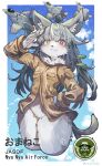  1boy absurdres animal_ears cat_ears copyright_request f-15_eagle furry furry_male heterochromia highres iparupua japan_air_self-defense_force japan_self-defense_force military omaneko sky 