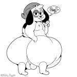  abby_piggy balls bean_bag big_butt butt canid canine canis crouching domestic_dog genitals gesture hi_res looking_at_viewer male mammal solo speech_bubble spot_(inuzu) thick_thighs tongue tongue_out v_sign 