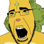  ahegao anal anal_penetration anonymous_artist bethesda_softworks cobson duo eyebrows eyewear felid feline felis fur glasses green_body green_skin humanoid katia_managan khajiit looking_pleasured male male/male mammal muscular muscular_male open_mouth orc penetration pink_nose prequel_adventure queen_of_spades_symbol sex simple_background soyjak spades_marking the_elder_scrolls thick_eyebrows underbite webcomic yellow_body yellow_fur 