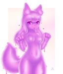 &lt;3 1nfernalcat absurd_res anthro bodily_fluids breasts canid canine female fox genitals goo_creature goo_hair hair hi_res hybrid inner_ear_fluff long_hair looking_at_viewer mammal nude pseudo_hair purple_body purple_eyes purple_hair pussy saliva saliva_on_tongue simple_background solo tail tongue tongue_out translucent translucent_body tuft young 