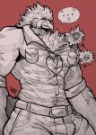  abs angry anthro avian beak belt big_muscles bottomwear clothing comic feathers fluffy_chest generation_3_pokemon hi_res huge_pecs jwbash male muscular muscular_anthro muscular_male nintendo pecs pokemon pokemon_(species) solo swellow torn_clothing 