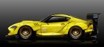  absurdres car gradient_background grey_background highres motor_vehicle no_humans original reflection signature silenxe spoiler_(automobile) sports_car toyota toyota_supra toyota_supra_mk_v vehicle_focus 