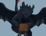  absurd_res black_body black_scales bodily_fluids breeding_mount breeding_mount_use cum cum_drip cum_inside dragon dreamworks dripping duckerzzart ejaculation eyes_closed genital_fluids hi_res how_to_train_your_dragon male orgasm orgasm_face scales solo tail toothless wings 