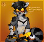  anthro balls blaze_studioz bulge clothing digital_media_(artwork) dominant dominant_male erection fur genitals goggles_on_face hair hi_res humanoid_genitalia humanoid_penis jockstrap jockstrap_down looking_at_viewer male mammal masturbation nude open_mouth pecs penis presenting presenting_penis procyonid raccoon sex shanukk simple_background smile smiling_at_viewer solo tail underwear 