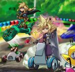  armor artist_name blonde_hair blue_eyes blue_falcon boots brown_hair buster_sword capelet cloud_strife f-zero facial_hair final_fantasy final_fantasy_vii final_fantasy_vii_rebirth go-kart hat highres hood hooded_capelet link luigi mario_(series) mario_kart mustache pauldrons red_shell_(mario) segway shoulder_armor single_pauldron spiked_hair stoic_seraphim the_legend_of_zelda the_legend_of_zelda:_tears_of_the_kingdom wario zonai_device 