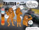  abs anthro blue_eyes crotch_tuft dumbbell felid feline fur handpaw lgbt_pride lion lips male mammal mane model_sheet nipple_piercing nipples orange_body orange_fur pantherine paws piercing pride_colors solo taima_the_lion tats_fur_trash tuft tufted_fur weights white_lips 