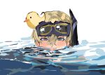  1boy blonde_hair diving_mask goggles goggles_on_head hair_between_eyes highres lee:_hyperreal_(punishing:_gray_raven) ocean partially_submerged punishing:_gray_raven rubber_duck short_hair yongsadragon 