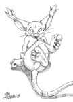  2019 anthro bandai_namco claws crossed_legs digimon digimon_(species) domestic_cat ear_tuft felid feline felis female gatomon hi_res looking_at_viewer mammal marcushunter nude paws signature sitting solo tuft whiskers wide_eyed 