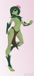  2021 absurd_res anthro digital_media_(artwork) elemental_creature elemental_humanoid flora_fauna floran green_body hi_res humanoid jarnqk loincloth_only male navel plant plant_humanoid pose simple_background solo starbound 