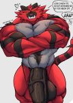 &lt;3 abs absurd_res anthro balls barazoku biceps big_balls big_muscles big_penis clothing erection exclamation_point felid fur generation_7_pokemon genitals hi_res huge_muscles huge_penis humanoid humanoid_genitalia humanoid_penis incineroar looking_at_viewer male mammal muscular muscular_anthro muscular_male nintendo nude pecs penis pokemon pokemon_(species) red_body red_fur robinmg_45 smile solo speech_bubble teeth text underwear vein veiny_penis 