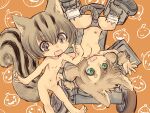  4:3 breasts chipmunk ctog duo female futaba_channel ground_squirrel halloween holidays humanoid lagomorph leporid mammal nijiura_maids nipples nude rabbit risuky-san rodent sciurid short_stack sousai-san 