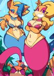  abs activision anthro big_breasts breasts crash_bandicoot_(series) dizzy duo female female/female fur genie geniefied hi_res magic_lamp omegaluxifer pirate_tawna spiral_eyes tawna_bandicoot wide_hips 