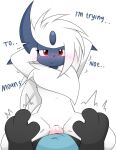  absol anthro blue_body blue_eyes blue_fur bodily_fluids breasts chest_tuft cum cum_in_pussy cum_inside duo featureless_breasts female female_penetrated from_behind_position from_front_position fur generation_3_pokemon genital_fluids hi_res looking_pleasured lying male male/female male_penetrating male_penetrating_female missionary_position nakachidragon nintendo on_back penetration penile penile_penetration pokemon pokemon_(species) red_eyes sex simple_background small_breasts text tuft vaginal vaginal_penetration white_background white_body white_fur 