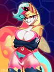  anthro arthropod breasts canid canine choker clothing demon female helluva_boss hi_res hybrid insect jewelry legwear mammal necklace queen_bee-lzebub_(helluva_boss) solo thick_thighs thigh_highs wide_hips zhadart 