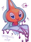  blue_eyes closed_mouth commentary_request dripping half-closed_eyes heart kokemushi_(kuru_fox) looking_at_viewer no_pupils pokemon pokemon_(creature) rotom rotom_(normal) smile spoken_heart tongue tongue_out translation_request white_background 