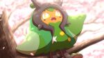  :d branch commentary_request day falling_petals fangs highres in_tree monaka_(hc_pkmn) ogerpon open_mouth outdoors petals pokemon pokemon_(creature) sitting smile star-shaped_pupils star_(symbol) symbol-shaped_pupils tongue tree yellow_eyes 