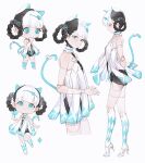  1girl absurdres android animal_ears aqua_eyes argyle argyle_socks bambinata:_vitrum_(punishing:_gray_raven) bambinata_(punishing:_gray_raven) bao_jiang_fenhong bare_arms bare_shoulders black_hair black_leotard blunt_bangs blush bow braided_hair_rings cat cat_ears cat_tail chibi chinese_commentary collarbone commentary doll_joints fake_animal_ears freckles frills full_body hair_ornament heart heart-shaped_pupils heart_hair_ornament high_heels highres joints kneehighs leotard mechanical_parts multicolored_hair multiple_views punishing:_gray_raven simple_background socks star_(symbol) symbol-shaped_pupils tail tail_bow tail_ornament two-tone_hair two-tone_leotard white_background white_bow white_hair white_leotard 