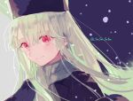  1girl close-up coat fate/stay_night fate_(series) fur_hat grey_scarf hanakazesun hat highres illyasviel_von_einzbern long_hair looking_at_viewer papakha purple_coat red_eyes scarf sketch smile solo white_hair winter_clothes 
