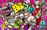  1girl belt_chain bracelet chain dart decora english_text engrish_text gun jewelry little_red_riding_hood lock original padlock profanity project.c.k. punk ranguage skull tattoo thumb_ring weapon wolf 