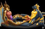  absurd_res anthro dragon duo floor foot_fetish foot_play footjob footjob_frottage genitals gomezcat halrex(droidspenser) hi_res horn looking_pleasured male male/male penis sex viro(virodragon) 