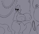  anthro areola arthropod big_breasts breasts cloak clothing empty_eyes female hi_res hollow_knight hornet_(hollow_knight) huge_breasts monochrome nipples nude solo team_cherry thick_thighs wide_hips zantanerz_(artist) 