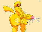  anthro balls big_balls big_penis black_sclera blush bodily_fluids cum cumshot dipstick_ears ejaculation erection generation_1_pokemon genital_fluids genitals half-closed_eyes hi_res huge_balls huge_hips huge_penis huge_thighs looking_pleasured male masturbation multicolored_ears narrowed_eyes nintendo nude omegabrawl open_mouth penis pikachu pokemon pokemon_(species) solo thick_thighs two-handed_masturbation white_eyes wide_hips yellow_body 