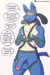  &lt;3 2023 5_fingers absurd_res anthro balls blue_balls blue_body blue_foreskin blue_fur blue_penis chest_spike collar dabelette dialogue english_text fingers foreskin fur generation_4_pokemon genitals happy harness hi_res humanoid_genitalia humanoid_penis hypnosis looking_pleasured lucario male mind_control navel nintendo nude open_mouth partially_retracted_foreskin penis pokemon pokemon_(species) safeword simple_background smile solo spikes spikes_(anatomy) spiral_eyes tail tail_motion tailwag text url visor white_body white_fur 