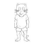  2022 4_toes anthro barefoot bottomwear buckteeth clothing feet gegege_no_kitaro hi_res looking_at_viewer male mammal monochrome nekotanyanneko rodent shirt shorts simple_background solo tail teeth toes topwear whiskers white_background 