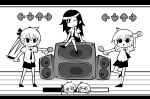 &gt;_&lt; 3girls =_= arm_up arrow_(symbol) chibi chibi_inset collared_shirt friday_night_funkin&#039; frown full_body gameplay_mechanics goshiki_agiri greyscale highres holding holding_instrument holding_knife holding_microphone instrument jitome kani_beam kill_me_baby kneehighs knife letterboxed long_hair maracas microphone monochrome multiple_girls multiple_views necktie open_mouth oribe_yasuna outstretched_arm parody reverse_grip school_uniform shirt shoes short_hair short_sleeves sitting sitting_on_object skirt smile socks sonya_(kill_me_baby) speaker standing standing_on_one_leg triangle_mouth twintails v-shaped_eyebrows wooden_floor 