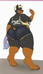  anthro belly_rolls big_breasts big_butt black_body black_fur blonde_hair bodily_fluids bottomwear bra breasts brooke_(gbg) brown_body brown_fur butt canid canine canis chubby_anthro chubby_belly chubby_female clothing dobermann domestic_dog female from_behind_position fur geometric gym_bottomwear gym_clothing gym_shorts hair heathermactavish hi_res hotpants mammal motion_lines open_mouth overweight pinscher presenting presenting_hindquarters rear_view sex short_clothing short_hair shorts smelly smile smiling_at_viewer solo sweat sweaty_back sweaty_body sweaty_butt sweaty_legs sweaty_thighs thick_thighs topwear towel underwear waving_hand wide_hips yellow_eyes 