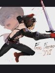  2boys armor attack black_hair blood blood_on_weapon blue_eyes clive_rosfield final_fantasy final_fantasy_xvi gloves highres holding holding_sword holding_weapon joshua_rosfield male_child male_focus multiple_boys nyantcha pants red_gloves serious short_hair square_enix sword weapon 